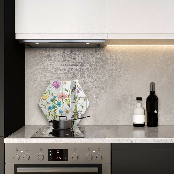 Deska szklana do kuchni Ilustracja kwiaty