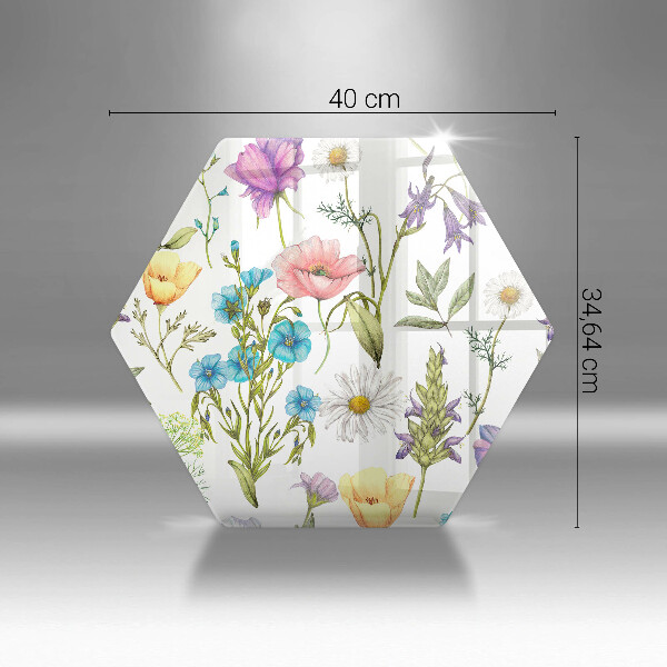 Deska szklana do kuchni Ilustracja kwiaty