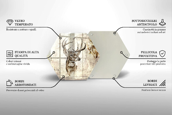 Deska szklana do kuchni Ilustracja zwierzę jeleń
