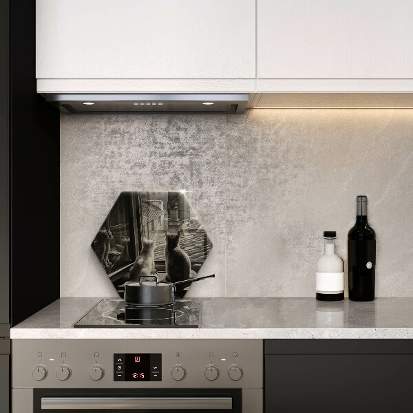 Deska szklana do kuchni Koty miasto i okno