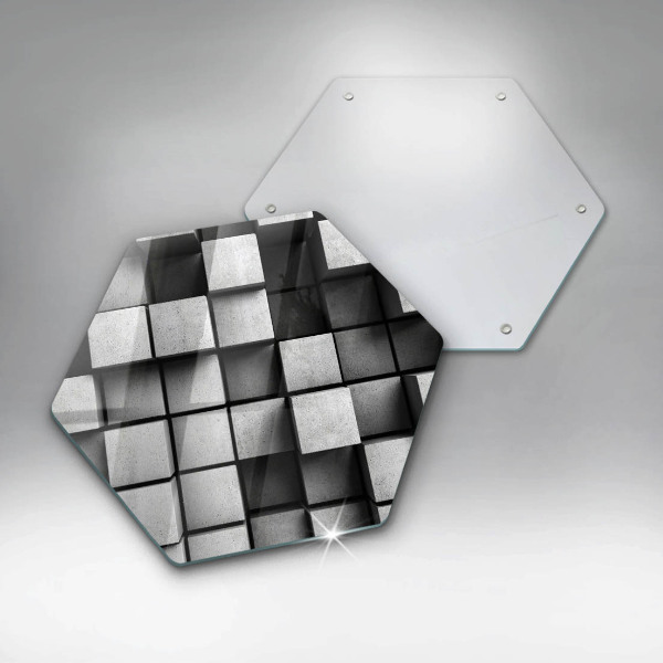 Deska szklana do kuchni Abstrakcja kwadraty 3D