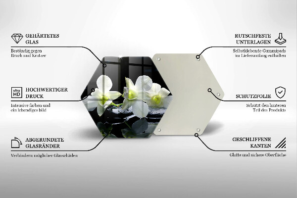 Deska szklana do kuchni Białe kwiaty w wodzie Zen