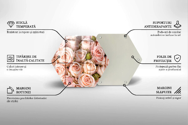 Deska szklana do kuchni Bukiet delikatne róże