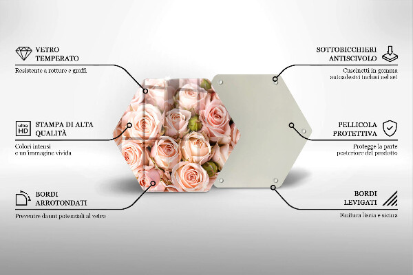 Deska szklana do kuchni Bukiet delikatne róże