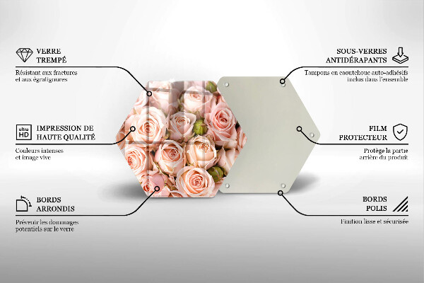 Deska szklana do kuchni Bukiet delikatne róże