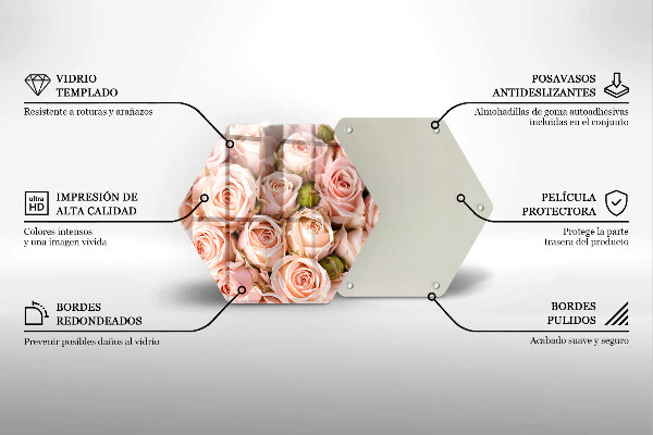 Deska szklana do kuchni Bukiet delikatne róże