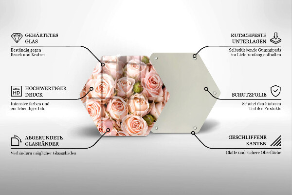 Deska szklana do kuchni Bukiet delikatne róże
