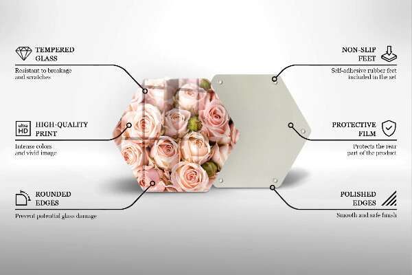 Deska szklana do kuchni Bukiet delikatne róże