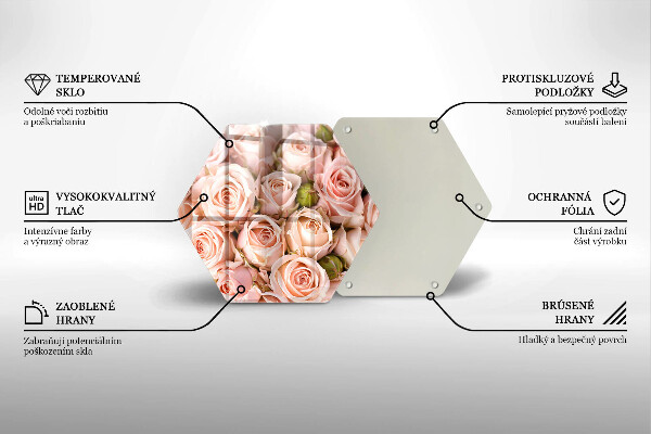 Deska szklana do kuchni Bukiet delikatne róże