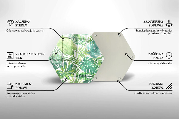 Deska szklana do kuchni Akwarele boho liście