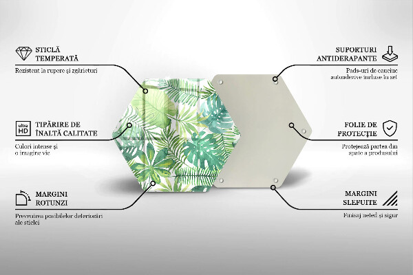 Deska szklana do kuchni Akwarele boho liście