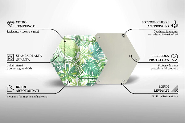 Deska szklana do kuchni Akwarele boho liście