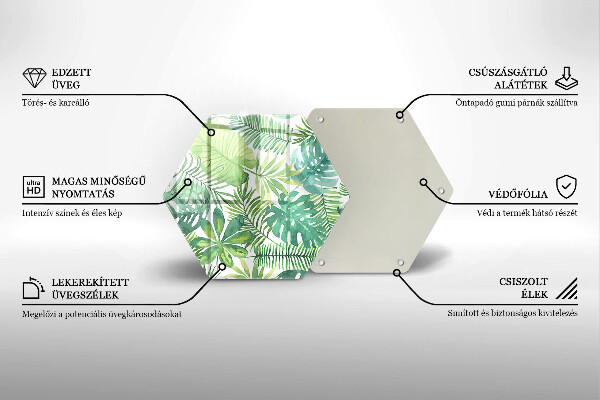 Deska szklana do kuchni Akwarele boho liście