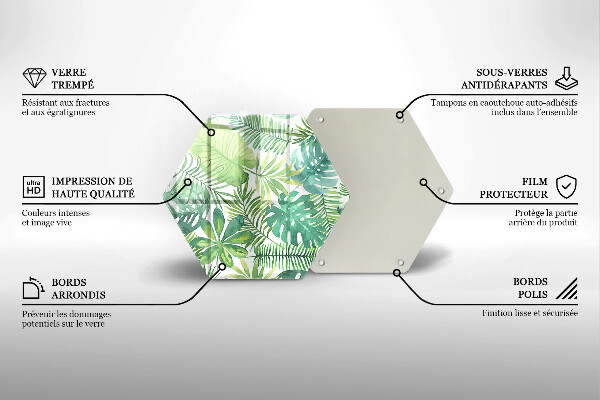 Deska szklana do kuchni Akwarele boho liście