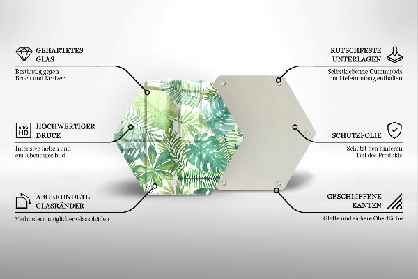 Deska szklana do kuchni Akwarele boho liście