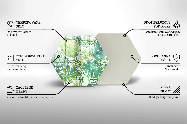 Deska szklana do kuchni Akwarele boho liście