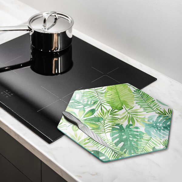 Deska szklana do kuchni Akwarele boho liście