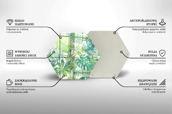 Deska szklana do kuchni Akwarele boho liście