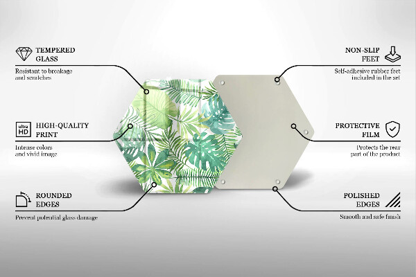 Deska szklana do kuchni Akwarele boho liście