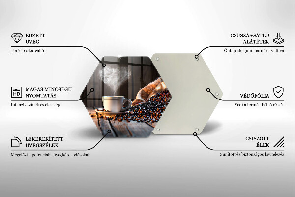 Deska szklana do kuchni Filiżanka kawy i serce