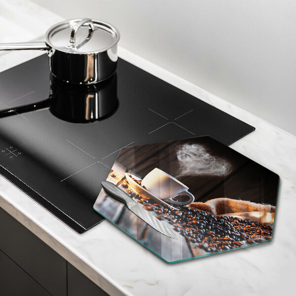 Deska szklana do kuchni Filiżanka kawy i serce