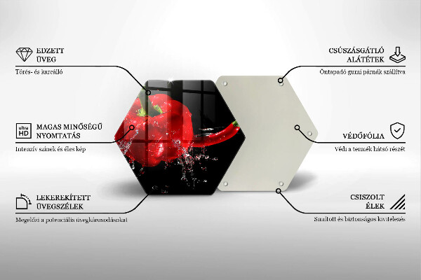 Deska szklana do kuchni Czerwone papryki w wodzie