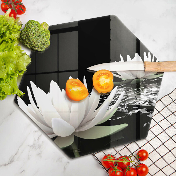 Deska szklana do kuchni Białe lilie na wodzie