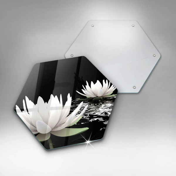 Deska szklana do kuchni Białe lilie na wodzie