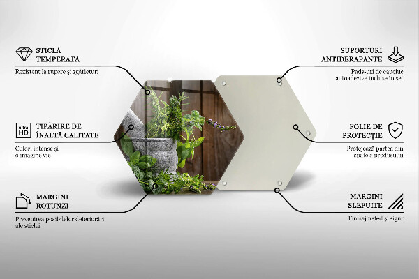 Deska szklana do kuchni Rośliny zioła i drewno