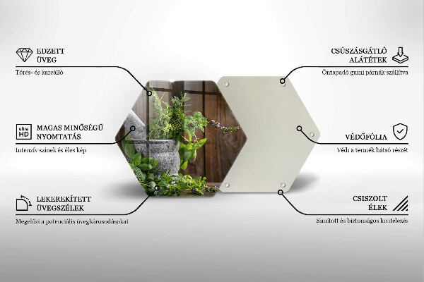 Deska szklana do kuchni Rośliny zioła i drewno