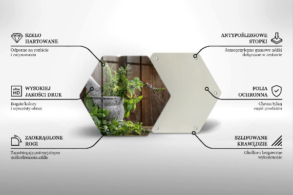 Deska szklana do kuchni Rośliny zioła i drewno