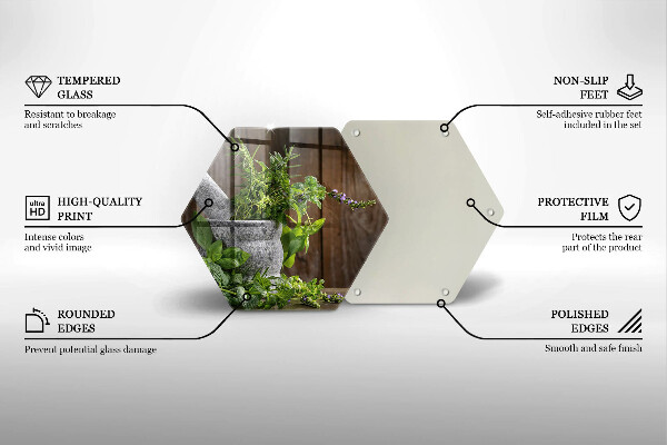 Deska szklana do kuchni Rośliny zioła i drewno