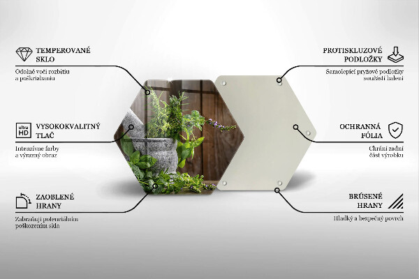 Deska szklana do kuchni Rośliny zioła i drewno