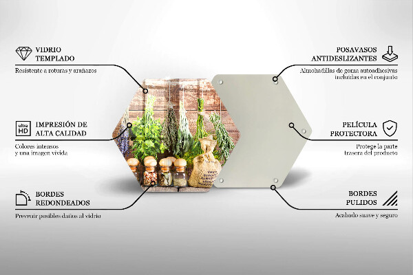 Deska szklana do kuchni Zioła przyprawy i drewno