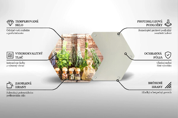 Deska szklana do kuchni Zioła przyprawy i drewno