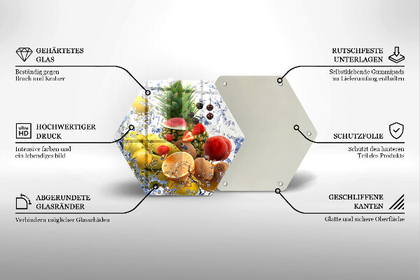 Deska szklana do kuchni Soczyste owoce i woda