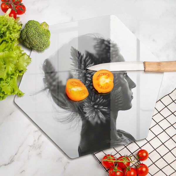 Deska szklana do kuchni Kobieta i las