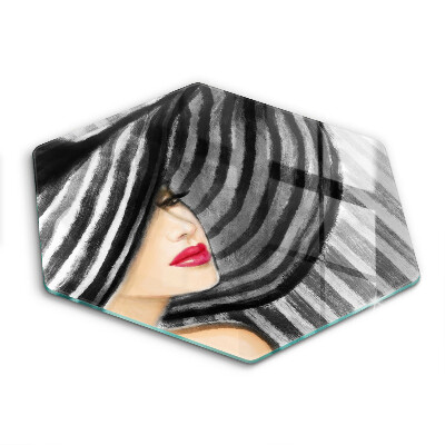 Deska szklana do kuchni Kobieta w kapeluszu