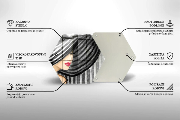 Deska szklana do kuchni Kobieta w kapeluszu