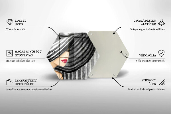 Deska szklana do kuchni Kobieta w kapeluszu