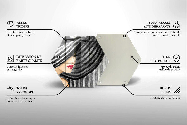 Deska szklana do kuchni Kobieta w kapeluszu