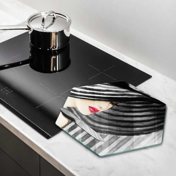 Deska szklana do kuchni Kobieta w kapeluszu