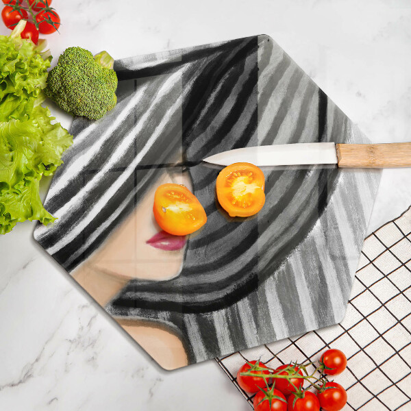 Deska szklana do kuchni Kobieta w kapeluszu