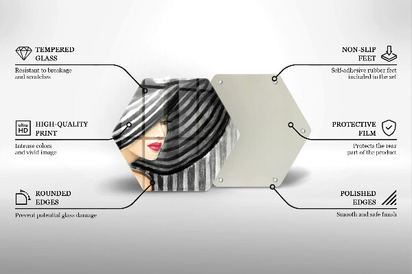 Deska szklana do kuchni Kobieta w kapeluszu