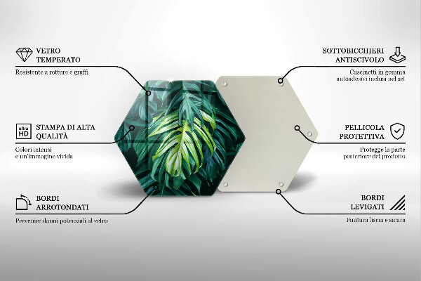 Deska szklana do kuchni Dzikie liście monstery