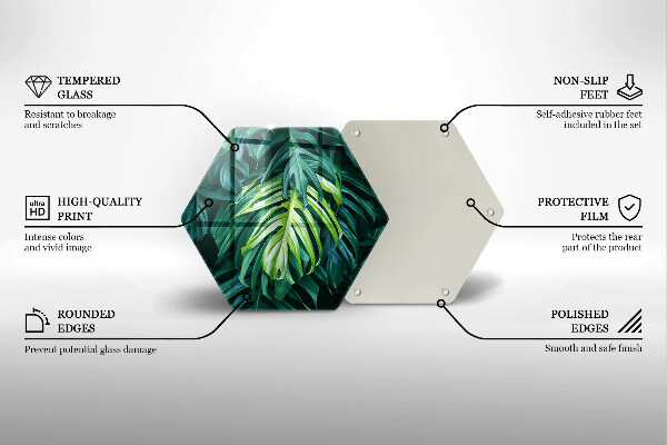 Deska szklana do kuchni Dzikie liście monstery