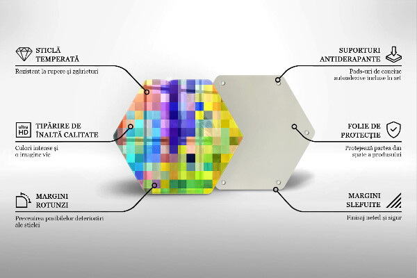 Deska szklana do kuchni Kolorowe kwadraty piksele