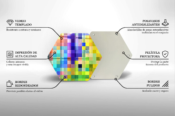 Deska szklana do kuchni Kolorowe kwadraty piksele