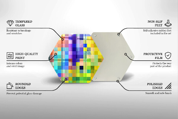 Deska szklana do kuchni Kolorowe kwadraty piksele
