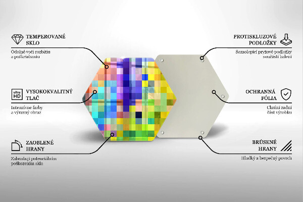 Deska szklana do kuchni Kolorowe kwadraty piksele
